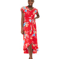 Women's Wrap Ruffle Dress in Hibiscus Red