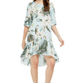 Women's 3/4 Sleeve Ruffle Dress in Wispy Cereus Light Blue