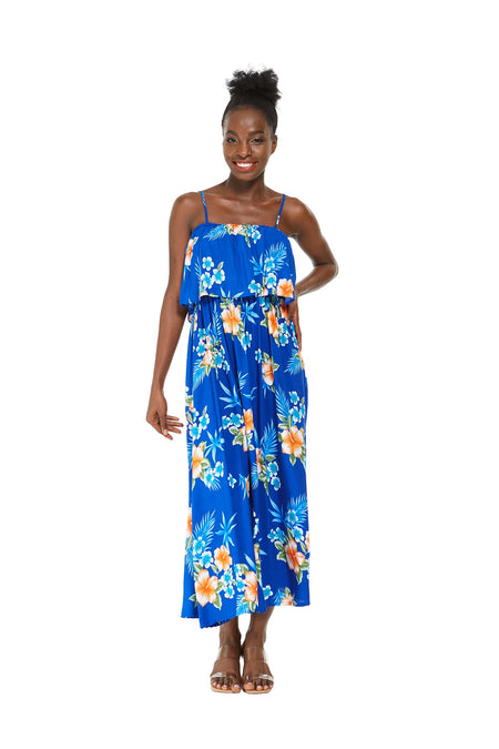 Women's Charming Muumuu Dress in Hibiscus Blue