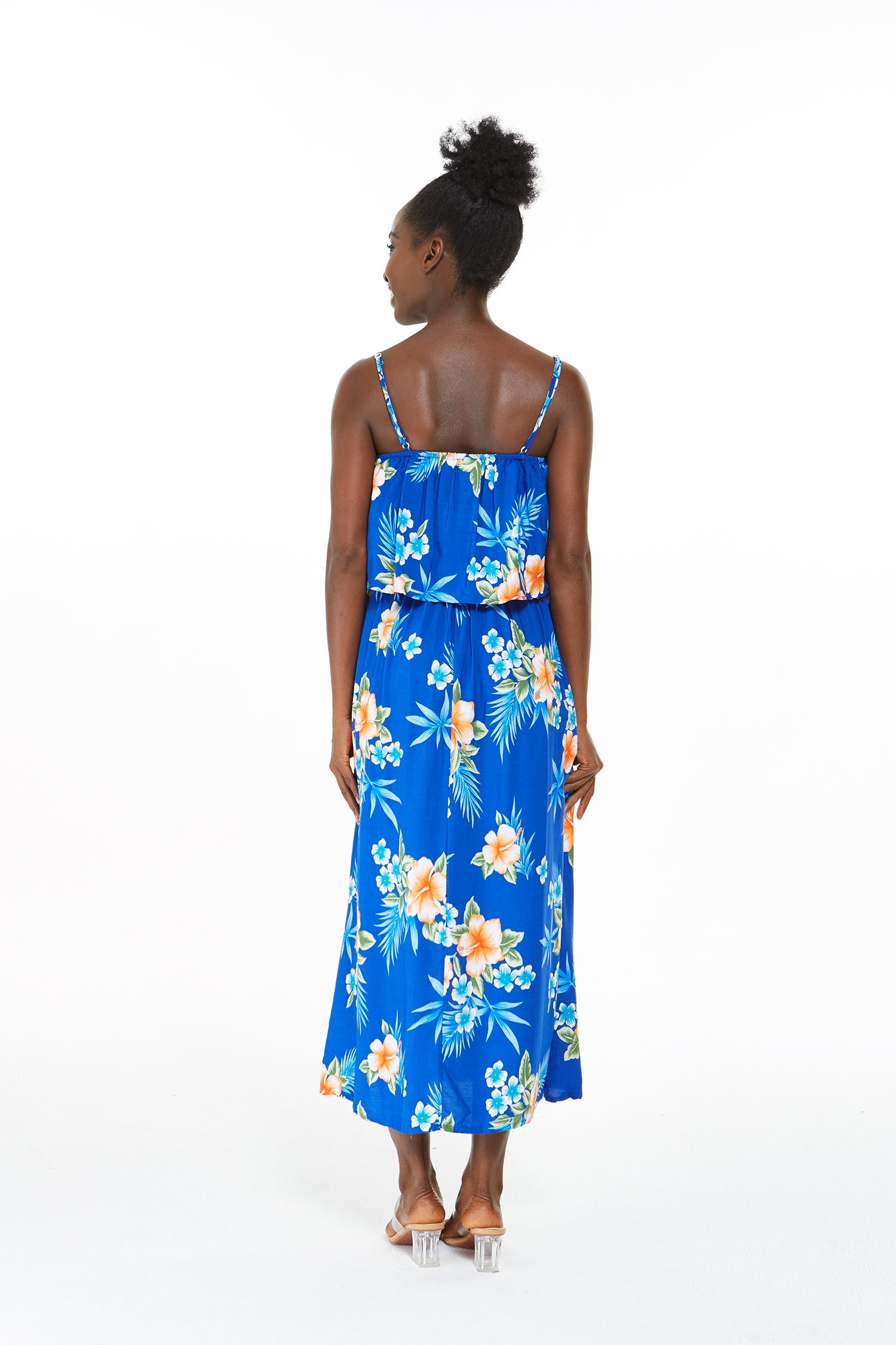 Women's Charming Muumuu Dress in Hibiscus Blue