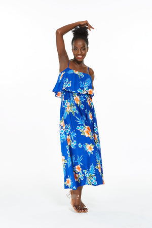 Women's Charming Muumuu Dress in Hibiscus Blue
