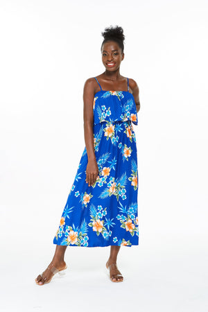 Women's Charming Muumuu Dress in Hibiscus Blue