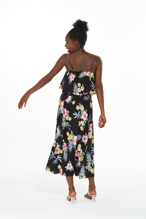 Women's Charming Muumuu Dress in Hibiscus Black