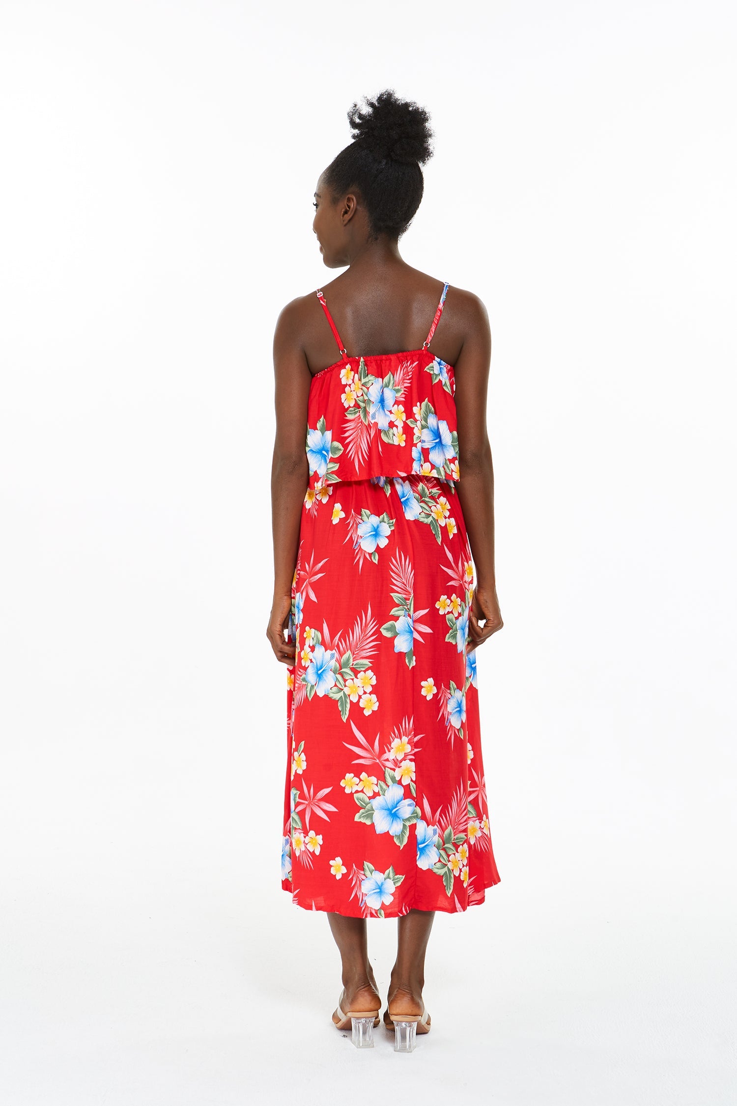 Women's Charming Muumuu Dress in Hibiscus Red