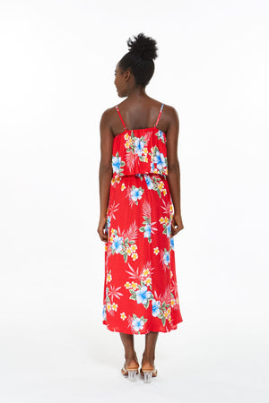 Women's Charming Muumuu Dress in Hibiscus Red