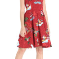 Women's Vintage Fit and Flare Dress in Christmas Santa Red