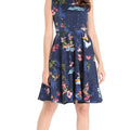 Women's Vintage Fit and Flare Dress in Christmas Santa Navy