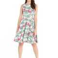 Women's Vintage Fit and Flare Dress  Flamingo in Love
