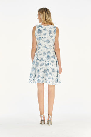 Women's Vintage Fit and Flare Dress  Vintage Tropical Toile