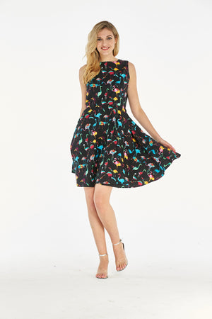 Women's Vintage Fit and Flare Dress  Flamingo Party