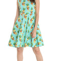 Women's Vintage Fit and Flare Dress in Pineapple Skull