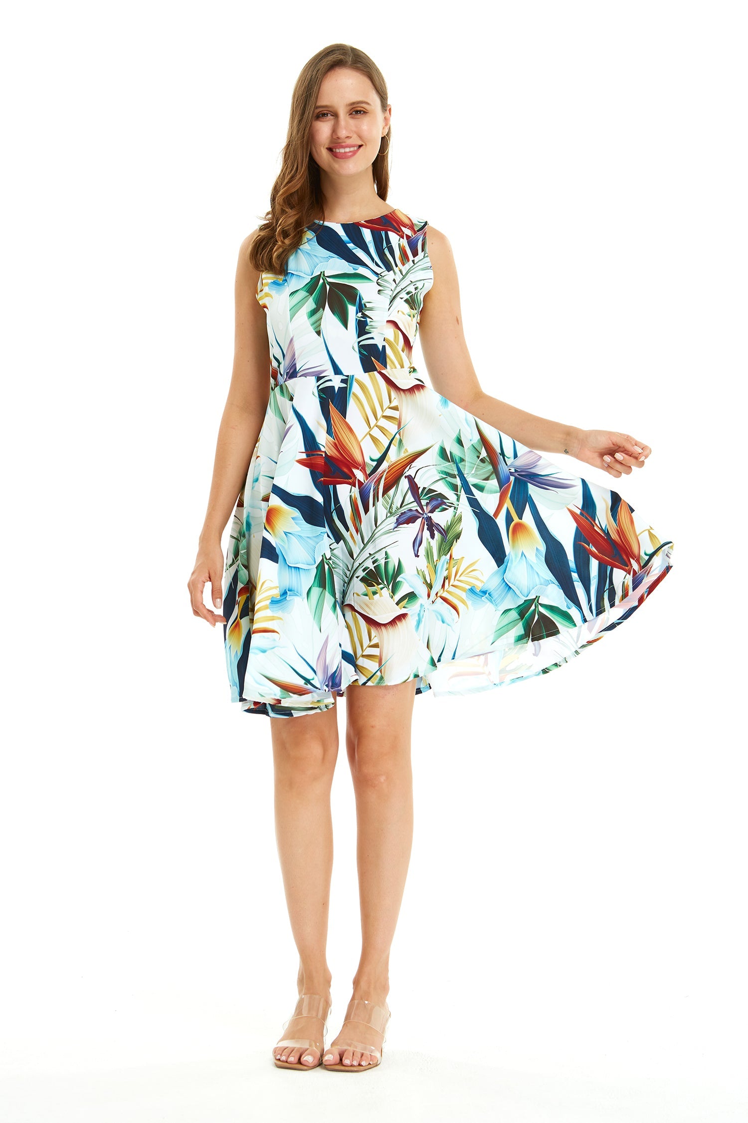Women's Vintage Fit and Flare Dress in Lost in Paradise