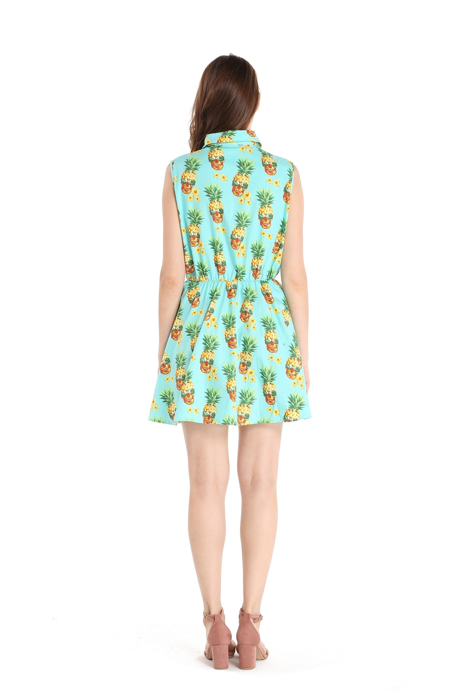 Women's Shirt Dress in Pineapple Skull