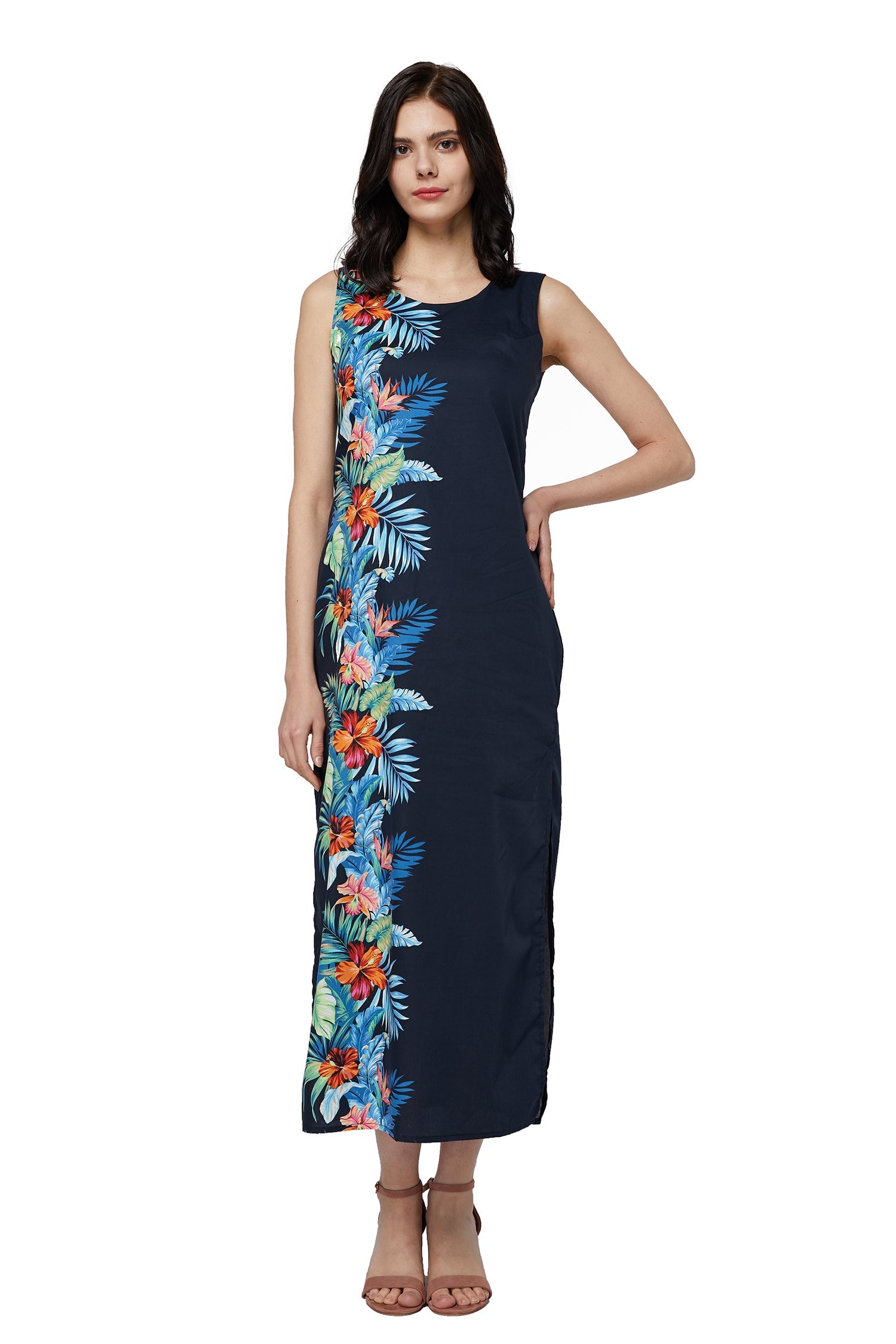Women's Maxi Tank Dress  Orchid Paradise Navy