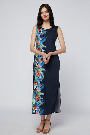 Women's Maxi Tank Dress  Orchid Paradise Navy