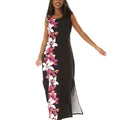 Women's Maxi Tank Dress in Watercolor Orchid in Black with Pink