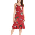 Women's Mermaid Ruffle Dress in Christmas Santa Red