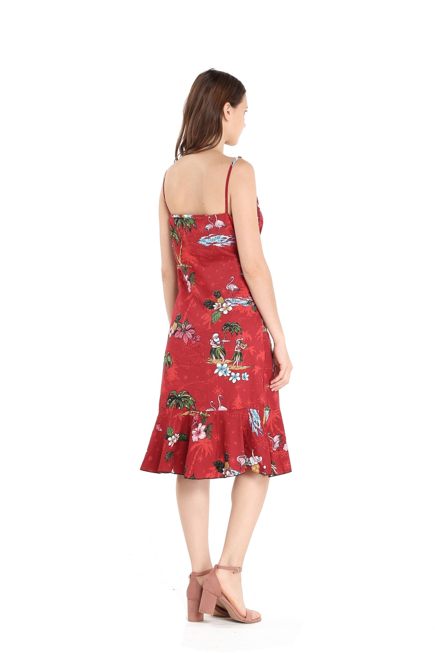 Women's Mermaid Ruffle Dress in Christmas Santa Red