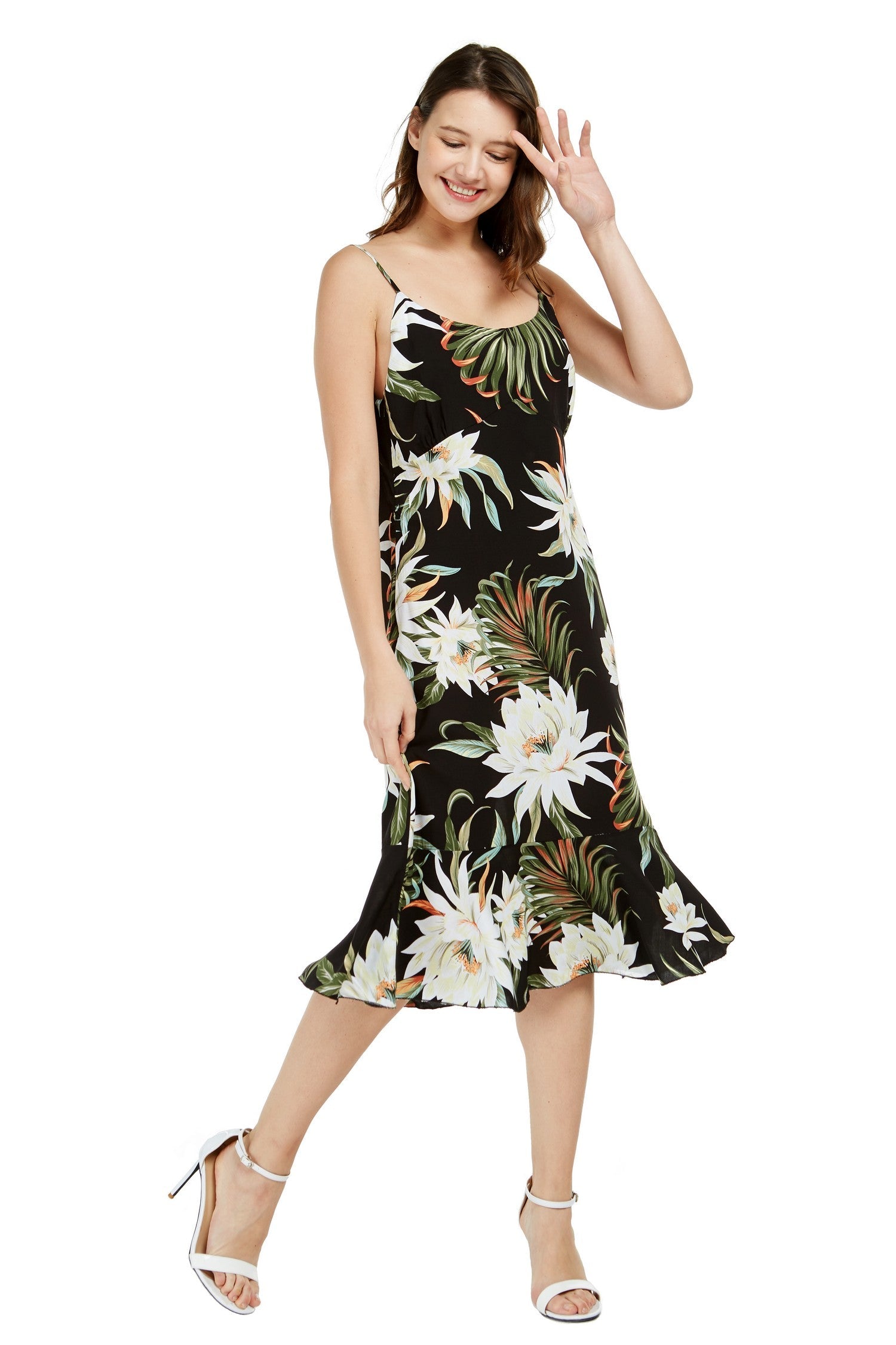 Women's Mermaid Ruffle Dress Wispy Cereus Black