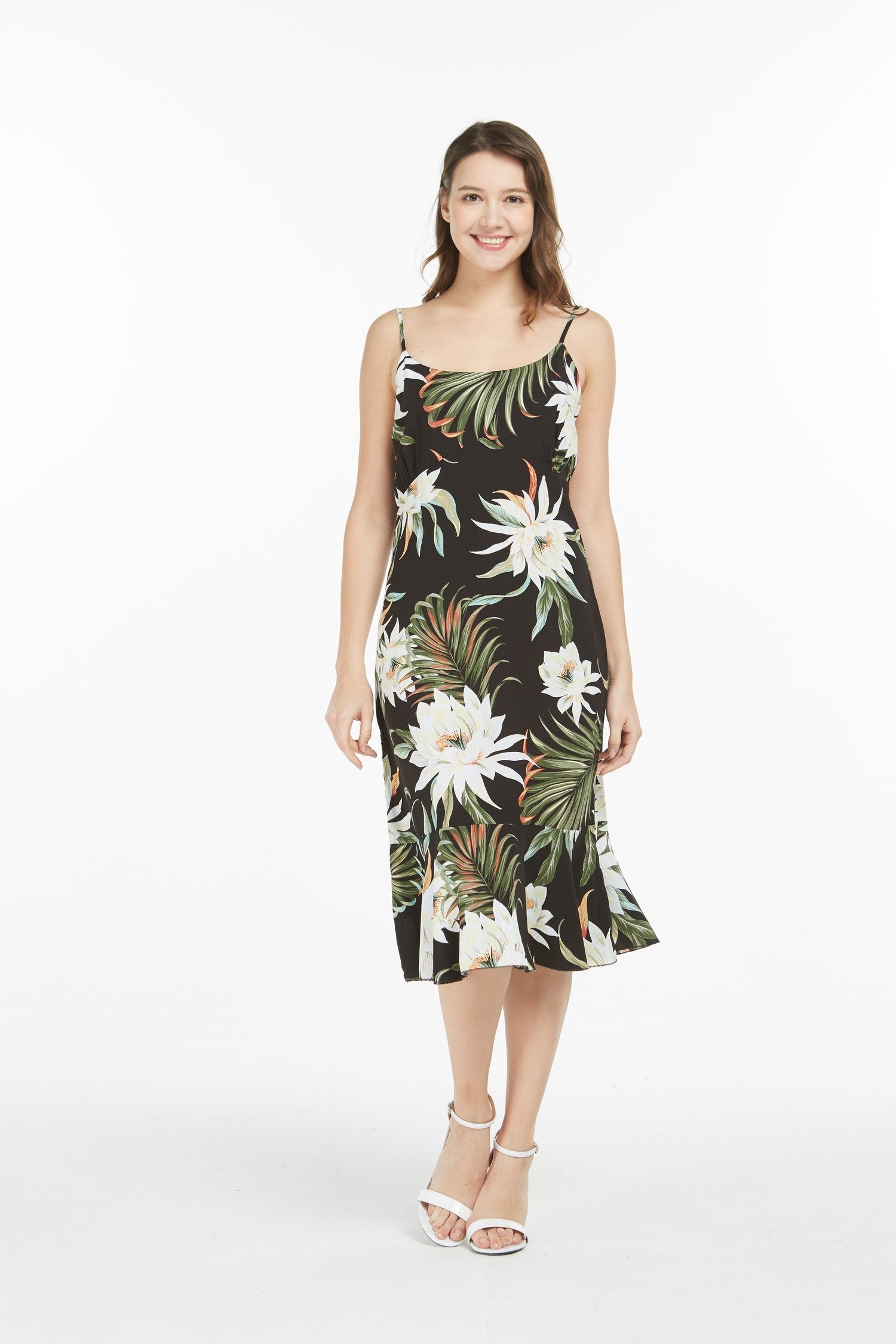 Women's Mermaid Ruffle Dress Wispy Cereus Black
