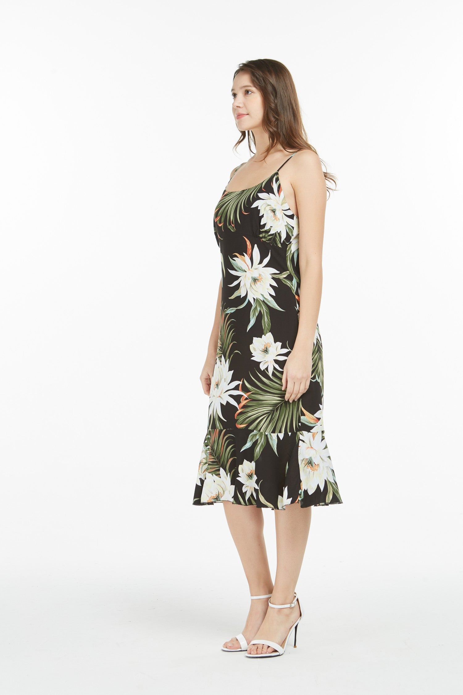 Women's Mermaid Ruffle Dress Wispy Cereus Black