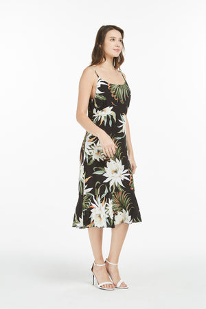 Women's Mermaid Ruffle Dress Wispy Cereus Black