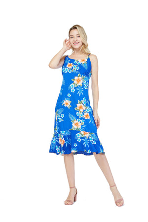 Women's Mermaid Ruffle Dress  Hibiscus Blue