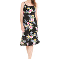 Women's Mermaid Ruffle Dress in Hibiscus Black