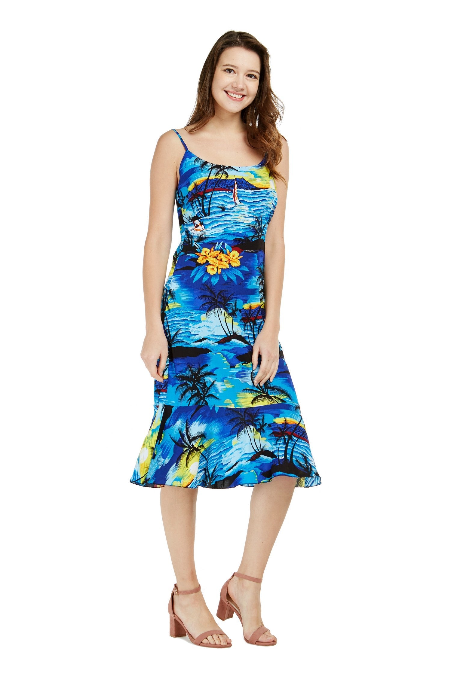 Women's Mermaid Ruffle Dress  Sunset Blue