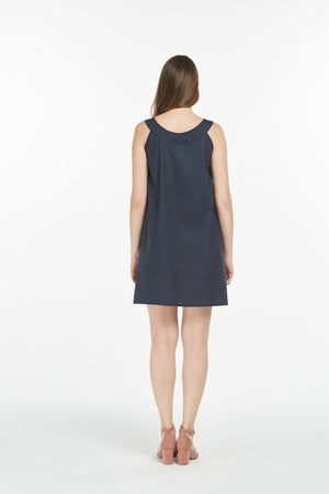 Women's Round Neck Shift Dress in Orchid Paradise Navy
