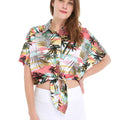 Women's Tie-up Shirt in Neon Pastel Sunset