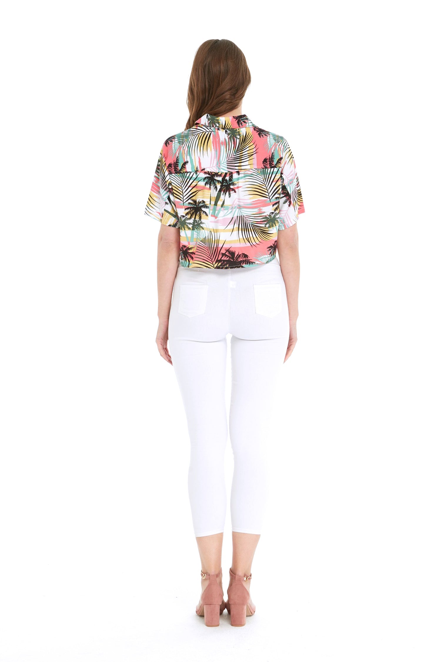 Women's Tie-up Shirt in Neon Pastel Sunset