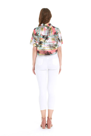 Women's Tie-up Shirt in Neon Pastel Sunset