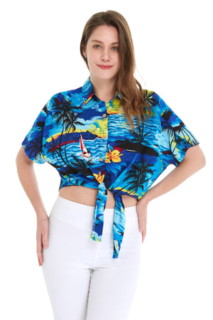 Women's Tie-up Shirt in Sunset Blue