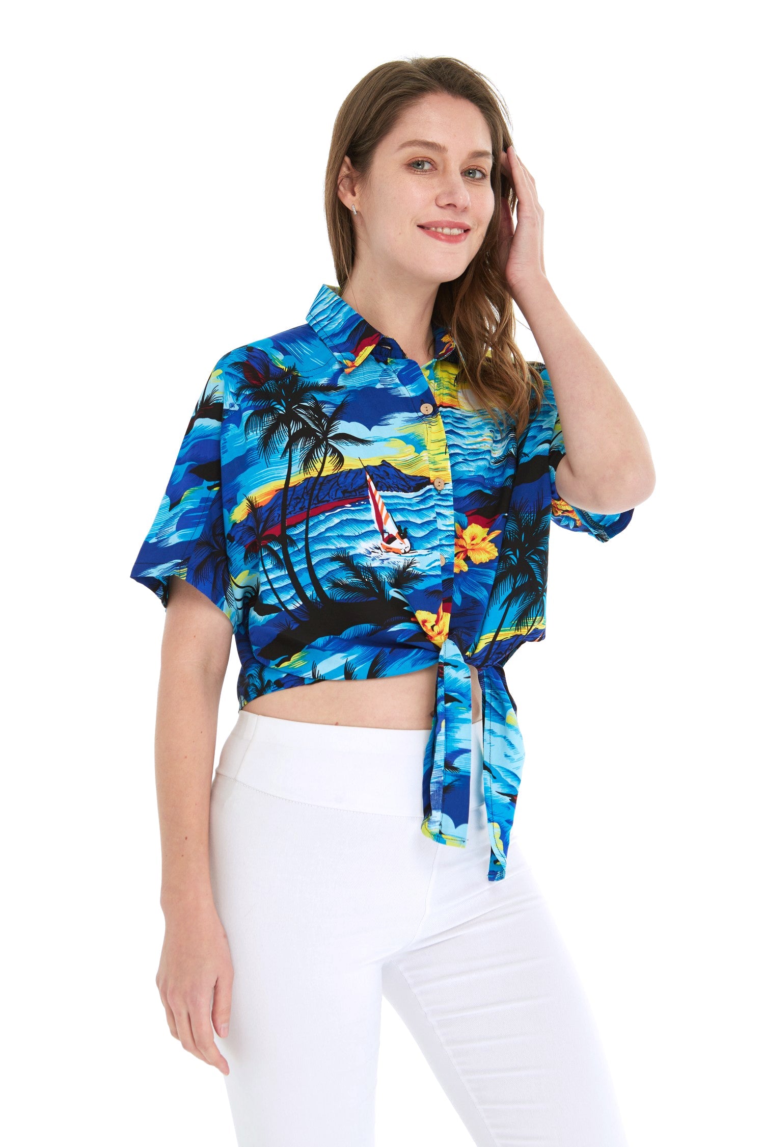 Women's Tie-up Shirt in Sunset Blue