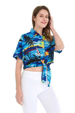 Women's Tie-up Shirt in Sunset Blue