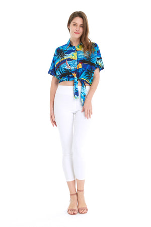 Women's Tie-up Shirt in Sunset Blue