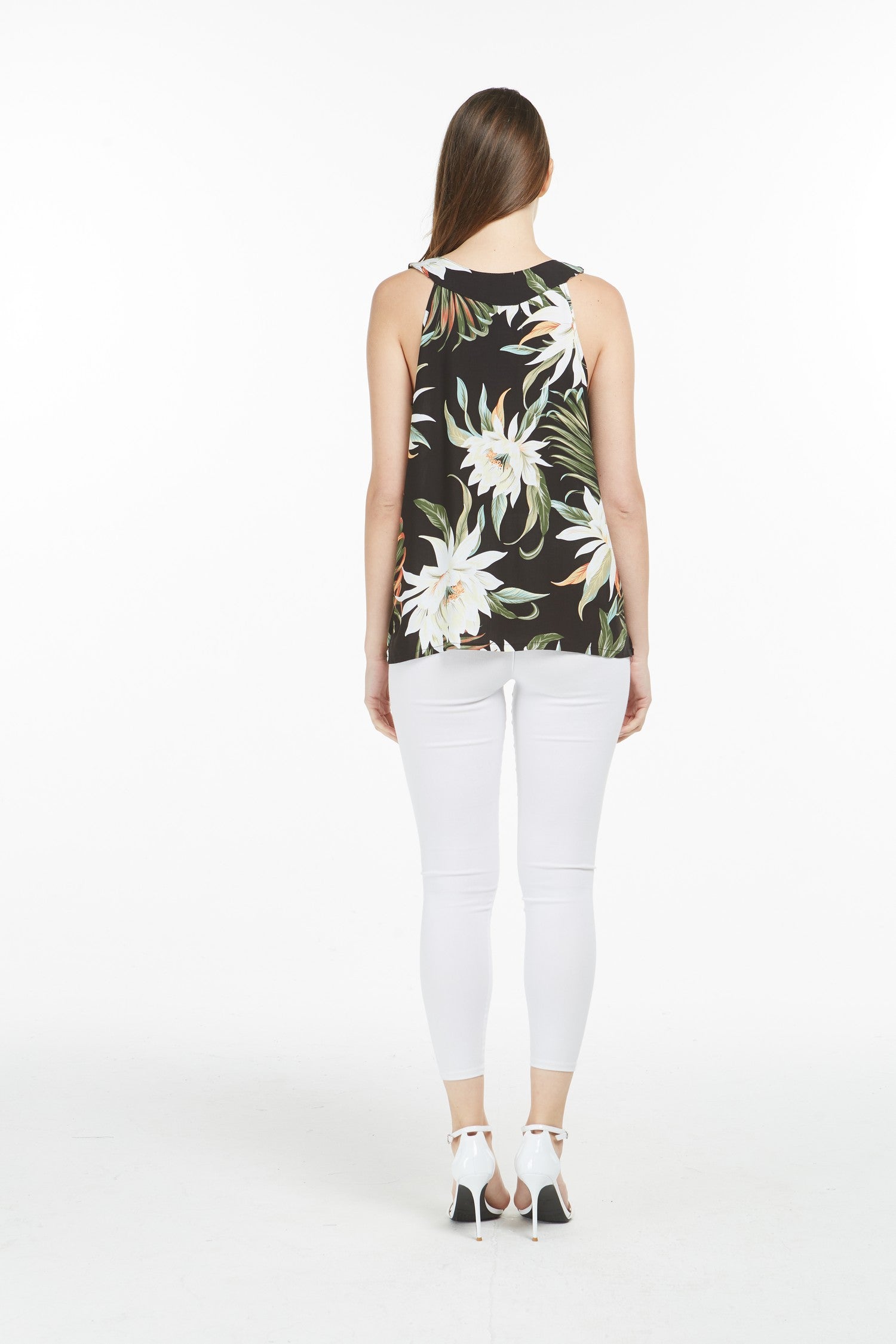 Women's Tank Top in Wispy Cereus Black