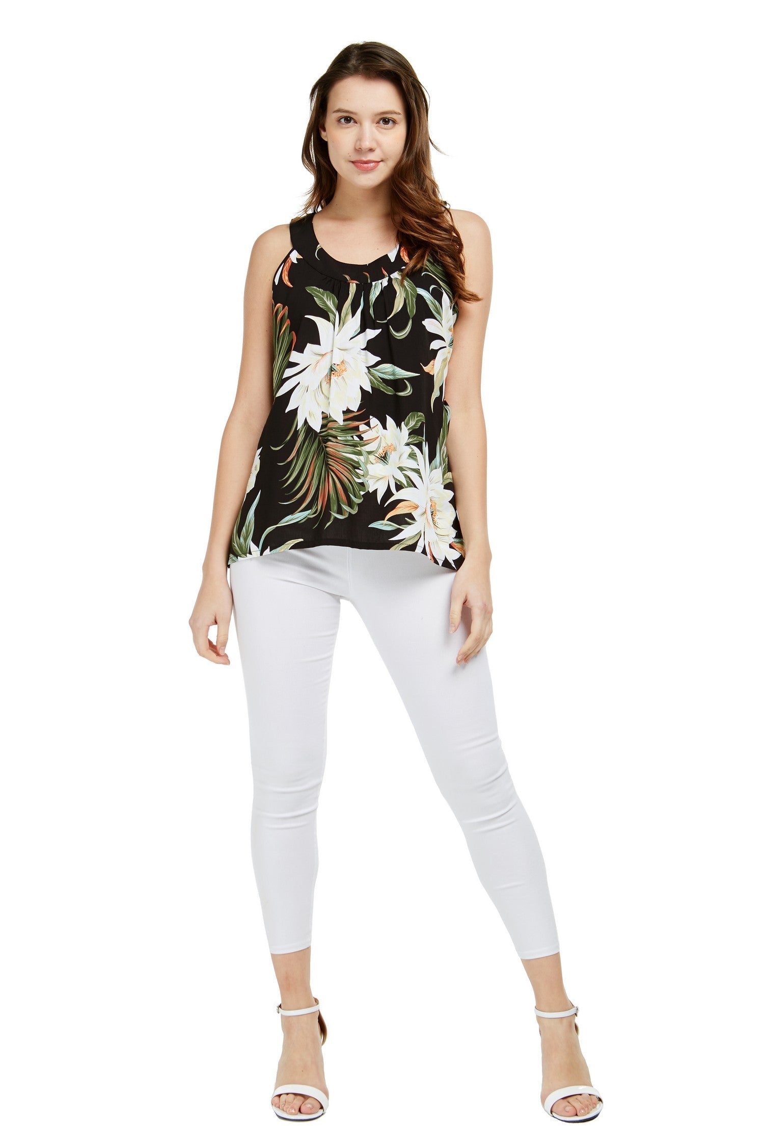 Women's Tank Top in Wispy Cereus Black