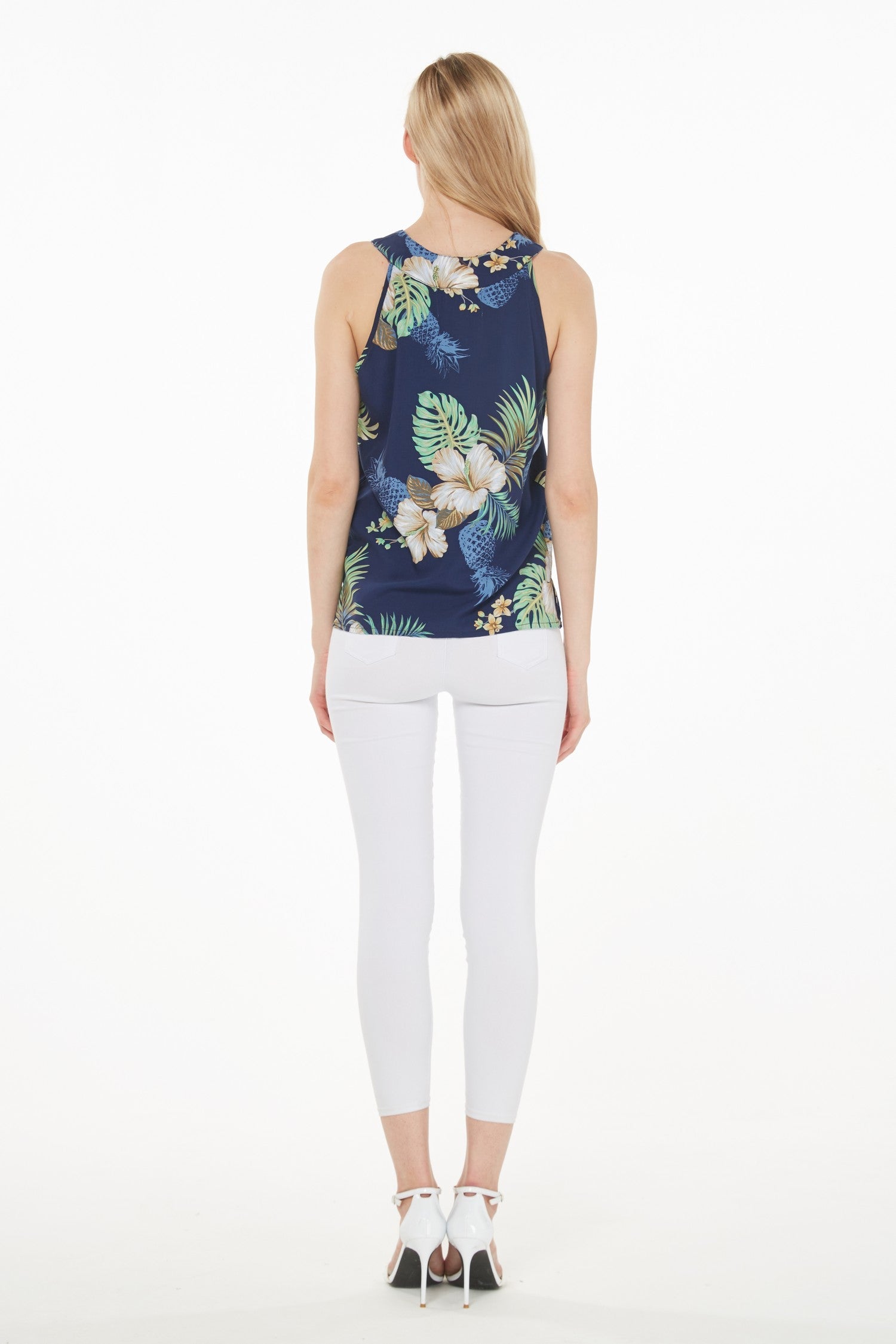 Women's Tank Top in Pineapple Garden Navy
