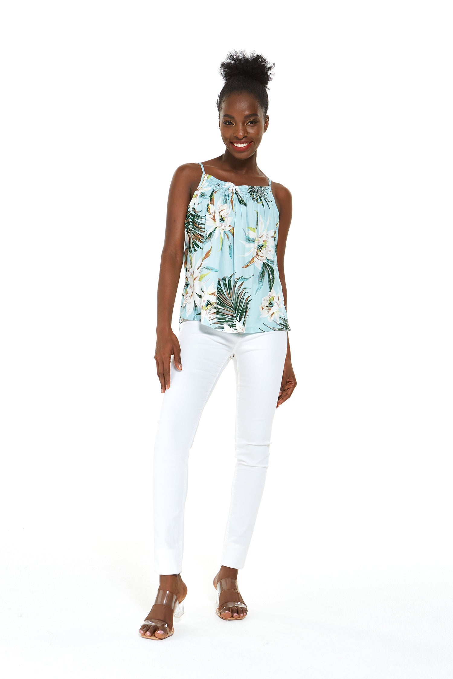 Women's Spaghetti Strap Top in Wispy Cereus Light Blue