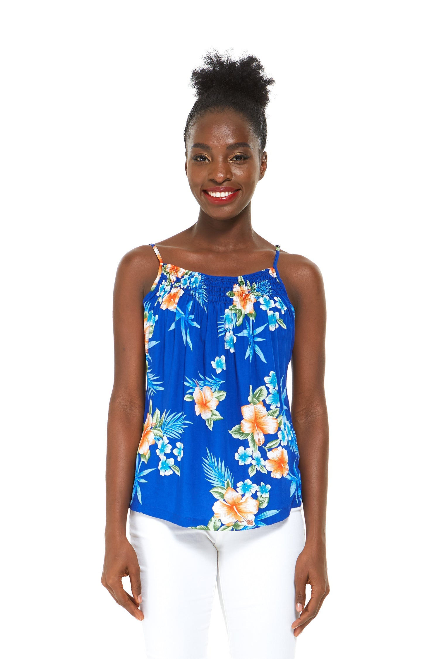 Women's Spaghetti Strap Top in Hibiscus Blue