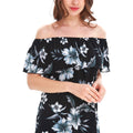 Women's Off the Shoulder Top in Midnight Bloom