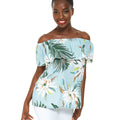 Women's Off the Shoulder Top in Wispy Cereus Light Blue