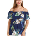 Women's Off the Shoulder Top in Pineapple Garden Navy