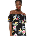Women's Off the Shoulder Top in Hibiscus Black