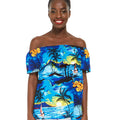 Women's Off the Shoulder Top in Sunset Blue