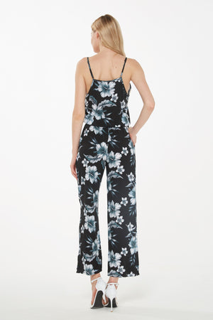 Women's Strap V with Pockets Jumpsuit  in Midnight Bloom
