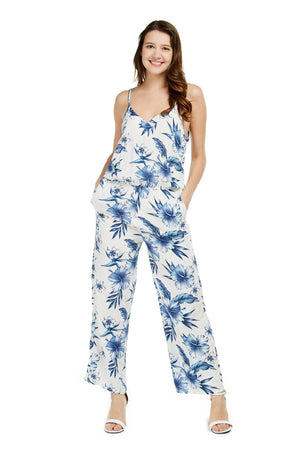 Women's Strap V with Pockets Jumpsuit  in Day Dream Bloom