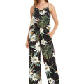 Women's Strap V with Pockets Jumpsuit in Wispy Cereus Black